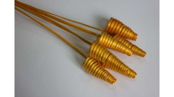 Ветка декоративная (curly cone) жёлтая 65см, шт