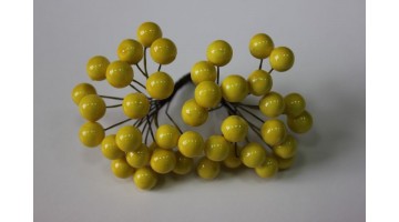 Ягоды глянцевые жёлтые 12мм, связка 40 шт