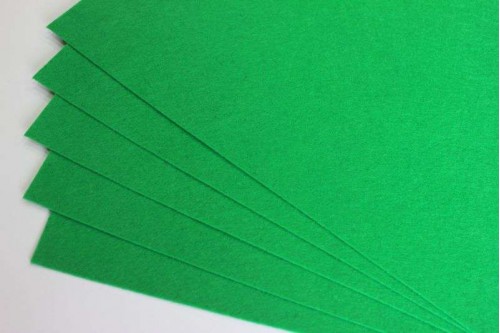 Фетр жёсткий зелёный 1мм, 41*49см, лист