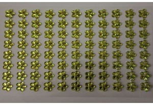 Клеевые стразы на листе Цветок лимонные 10мм, 88шт