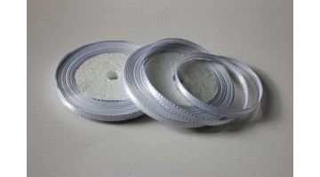 Атласная лента с люрексом белая, 6мм*23м