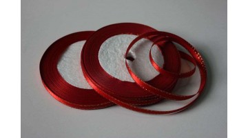 Атласная лента с люрексом красная, 6мм*23м
