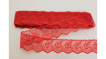 Кружево капрон красное, 45мм*13м  