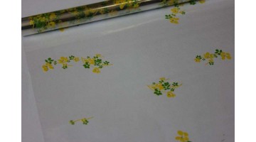 Плёнка с рисунком Анютины глазки жёлто-салатовая 70см х 8м, рулон