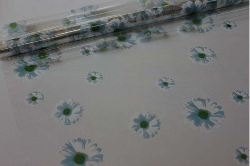 Плёнка с рисунком Маргаритки бело-голубые 70см х 8м, рулон
