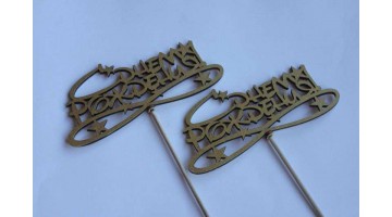 Вставка деревянная для цветов и букетов С днём рождения золото, шт