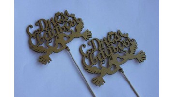 Вставка деревянная для цветов и букетов С днём свадьбы золото, шт