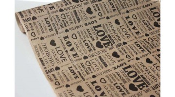 Крафт бумага LOVE чёрная 40гр/м2 70см, рулон