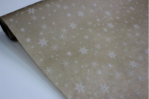 Крафт бумага Снежинки белая 40гр/м2 70см, рулон
