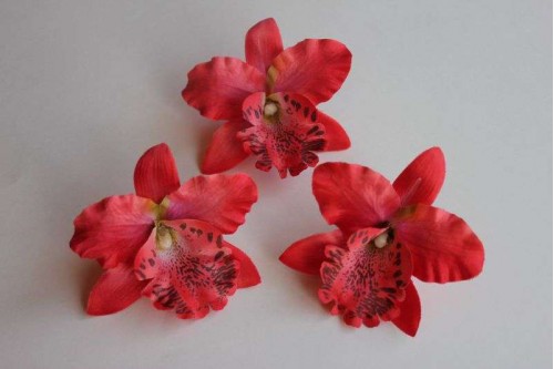 Головка Орхидеи красная D 7см, шт