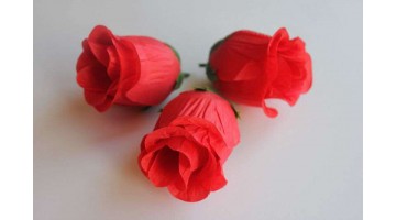 Головка Розы бутон красная D 7см, шт