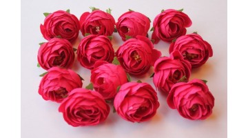 Искусственные цветы Бутон камелии малиновый ткань 35мм, шт