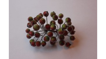 Ягоды в сахаре красно - зелёные 12мм, связка 40 шт