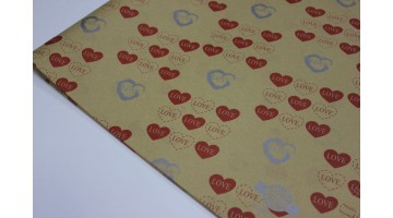 Крафт бумага двухсторонняя в листах Love красная 74*52см, 10 листов