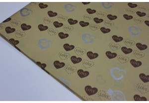 Крафт бумага двухсторонняя в листах Love шоколад 74*52см, 10 листов