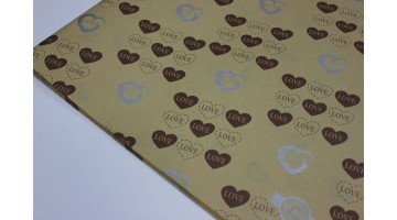 Крафт бумага двухсторонняя в листах Love шоколад 74*52см, 10 листов