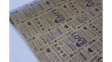 Крафт бумага LOVE синяя 40гр/м2 70см, рулон