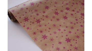 Крафт бумага Снежинки NEW фуксия 40гр/м2 70см, рулон