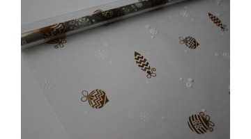 Плёнка с рисунком Ёлочные игрушки золото 80см х 7м, рулон