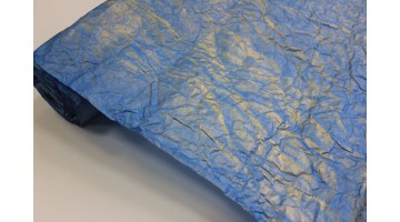 Жатая бумага эколюкс Астрид синяя/золото 70см х 5м, рулон