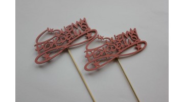 Вставка деревянная для цветов и букетов С днём рождения розовая, шт