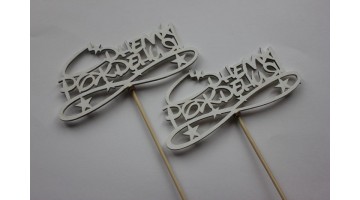 Вставка деревянная для цветов и букетов С днём рождения белая, шт