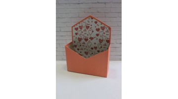 Коробка Конверт для цветов красный/сердца 18*24*7см, шт 