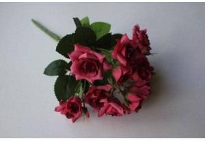 Искусственные цветы Букет роз бордовый 30см, шт