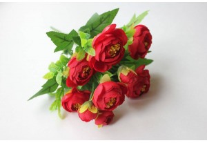 Искусственные цветы Букет камелий красный 30см, шт