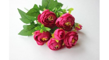 Искусственные цветы Букет камелий бордовый 30см, шт