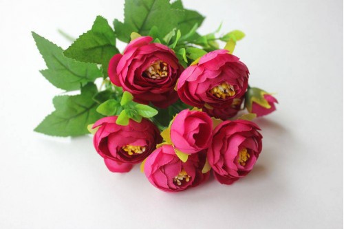 Искусственные цветы Букет камелий бордовый 30см, шт