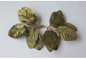 Искусственная зелень Листья роз золото, 6 листьев, шт