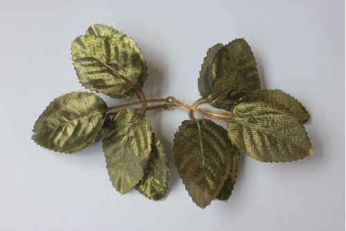 Искусственная зелень Листья роз золото, 6 листьев, шт