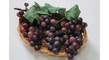 Виноградная кисть на лозе 18см тёмно - бордовая, шт