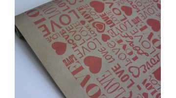 Крафт бумага LOVE красная 40гр/м2 70см*8,5м, рулон