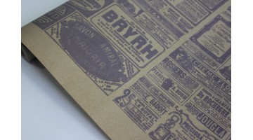 Крафт бумага Винтажная газета фиолетовая 40гр/м2 70см*8,5м, рулон