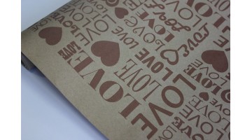 Крафт бумага LOVE коричневая 40гр/м2 70см*8,5м, рулон