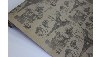 Крафт бумага Париж чёрная 40гр/м2 70см*8,5м, рулон