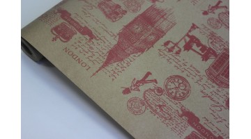 Крафт бумага Лондон красная 40гр/м2 70см*8,5м, рулон