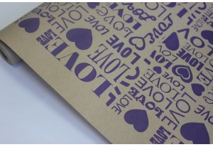 Крафт бумага LOVE фиолетовая 40гр/м2 70см*8,5м, рулон