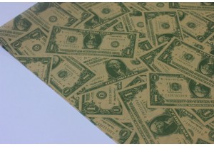 Крафт бумага двухсторонняя в листах Доллар 74*52см, 10 листов