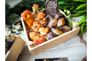 Композиция в ящике из мыло ручной работы Чудесные лошадки с подсветкой 220г, шт