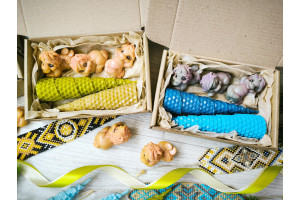 Набор из мыла и свечей восковых ручной работы из вощины в крафт коробке Новогодняя магия 2, 100г, шт