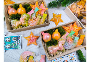 Мыло ручной работы Набор в коробочке Новогодний радужный 2026, 170г, шт Мыло ручной работы Набор в коробочке Новогодний радужный 2026, 170г, шт