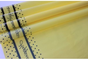 Плёнка матовая Счастливый горошек жёлтая нежная/чёрная 70см х 10м, рулон