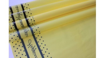 Плёнка матовая Счастливый горошек жёлтая нежная/чёрная 70см х 10м, рулон