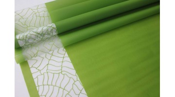 Плёнка матовая Листья на кайме зелёная 70см x 10м, рулон