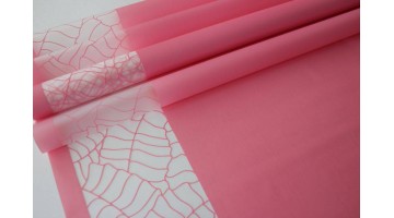 Плёнка матовая Листья на кайме туманно-розовая 70см x 10м, рулон