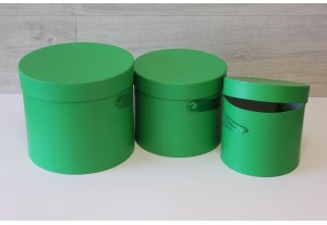 Шляпная коробка набор из 3х штук 19*22,5см, зеленая