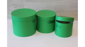 Шляпная коробка набор из 3х штук 19*22,5см, зеленая
